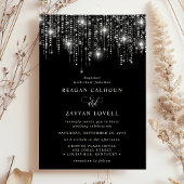 縦カーテン ストリング ライト エレガント ブラック 招待状