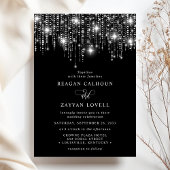 縦カーテン ストリング ライト エレガント ブラック 招待状