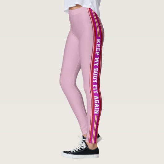 縦ストライプ型文字デザインスポーツパンツ レギンス (左)