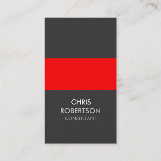 縦ストライプ赤グレー魅力的な名刺 名刺 (正面)