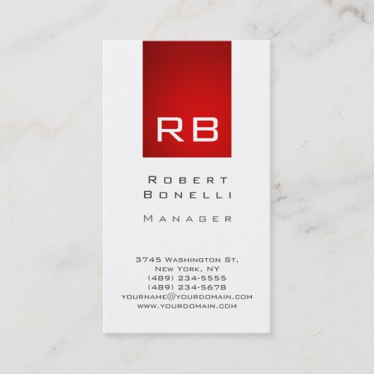 縦ストライプ赤モノグラム名刺 名刺 (正面)