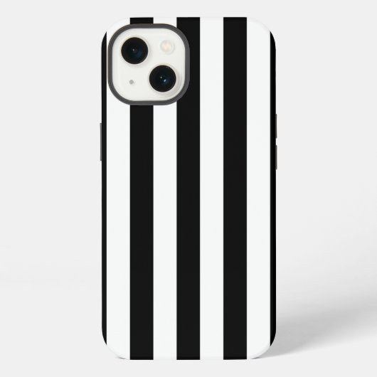 縦ストライプ 黒と白のストライプ iPhoneケース (裏面)