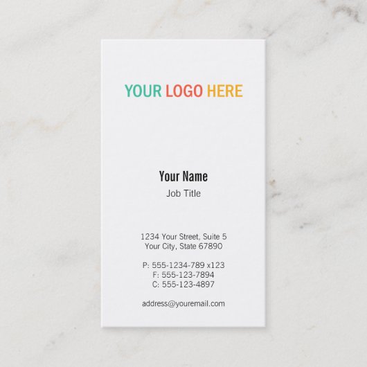 縦ビジネスロゴカスタムなプロダクト写真 名刺 (正面)