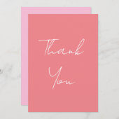 縦ピンク プロフェッショナル 手書きスクリプト サンキューカード (正面/裏面)