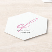 縦モダンピンク灰色の白の巨大モノグラム ペーパーコースター (アングル)