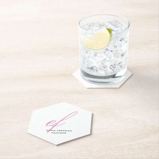 縦モダンピンク灰色の白の巨大モノグラム ペーパーコースター (インサイチュ)