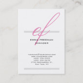 縦モダンピンク灰色の白の巨大モノグラム 名刺 (正面)