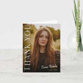 縦モダン型写真卒業ありがとう ノートカード