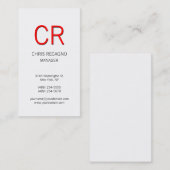 縦モダン赤灰色の白い名刺 名刺 (正面/裏面)