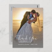 縦写真とカリグラフィーの結婚式お礼 ポストカード (正面/裏面)