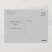 縦写真とカリグラフィーの結婚式お礼 ポストカード (裏面)