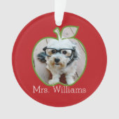 縦写真カスタム付き先生アップル オーナメント (正面)