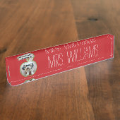 縦写真カスタム付き先生アップル デスクネームプレート (側面)