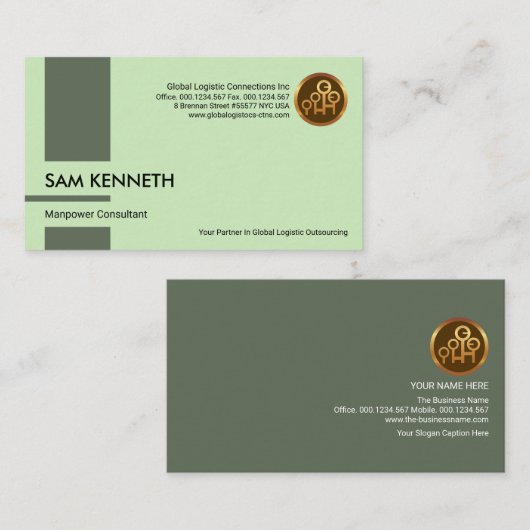 縦列の人員ストライプ採用 名刺 (正面/裏面)