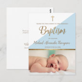 縦向きのバック 赤ちゃん男の子の写真 クリスティアーノ 洗礼式 ポストカード (正面/裏面)