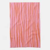 縦向きレトロ波線 – パステルオレンジとピンク キッチンタオル (縦)