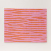 縦向きレトロ波線 – パステルオレンジとピンク ジグソーパズル (横)