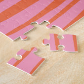 縦向きレトロ波線 – パステルオレンジとピンク ジグソーパズル (側面)