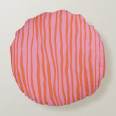 縦向きレトロ波線 – パステルオレンジとピンク ラウンドクッション (裏面)