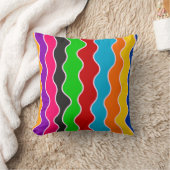 縦向カラフルきレトロ波線パターン クッション (ブランケット)