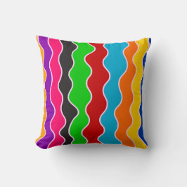 縦向カラフルきレトロ波線パターン クッション