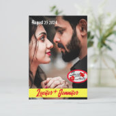 縦向モダンきエレガントにパーソナライズ日付を保存 招待状 (スタンド正面)