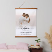 縦向モダンき写真の結婚ようこそ記号 吊り下げ型タペストリー (寝室)