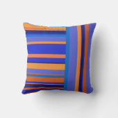 縦型と横型のストライプパターン（オレンジ色/青） クッション (裏面)