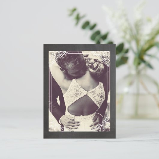 縦型のテンプレートカップル画像 案内ポストカード (スタンド正面)