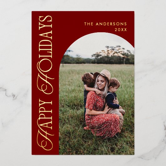 縦型のフォトアーチ 箔シーズンカード (正面)