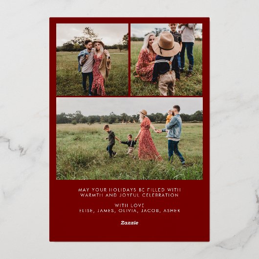 縦型のフォトアーチ 箔シーズンカード (裏面)