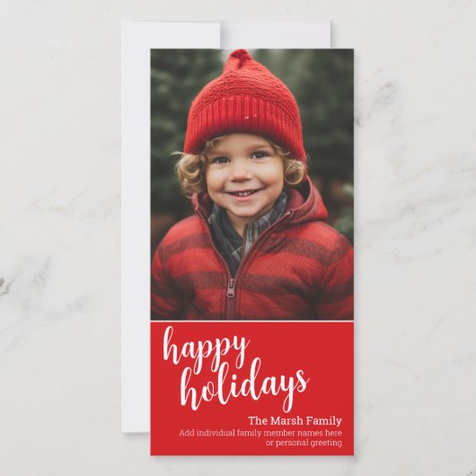 縦型の写真 – クリスマスレッドスクリプト – Happy シーズンカード (正面)