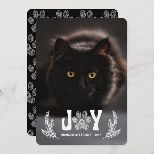 縦型の松とポープリント猫好き写真 シーズンカード (正面/裏面)