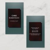 縦型の濃い石板グレー赤の名刺 名刺 (正面/裏面)