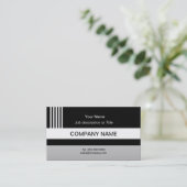 縦型の白黒のストライプ 名刺 (スタンド正面)