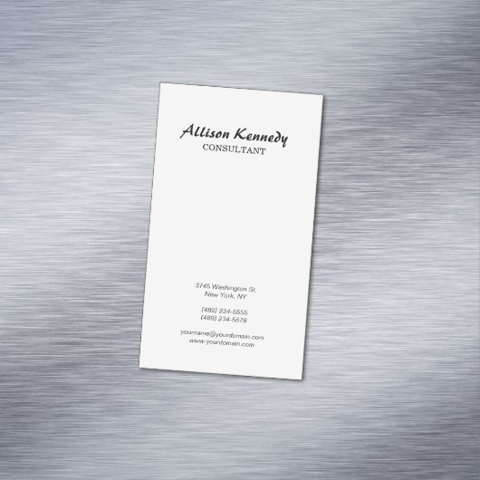 縦型の白黒ブラシスクリプト マグネット名刺 (インサイチュ)