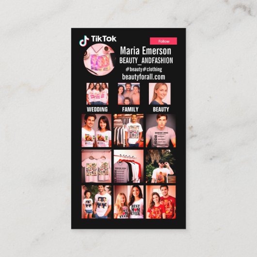 縦型の背面パーソナルプロフェッショナルインストールtiktok 名刺 (裏面)