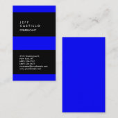 縦型の青い黒のストライプのトレンディー 名刺 (正面/裏面)