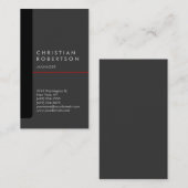 縦型の黒いグレーの赤トレンディー名刺 名刺 (正面/裏面)