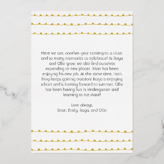 縦型はっきりした写モダン真メリークリスマス金ゴールド 箔シーズンカード (裏面)