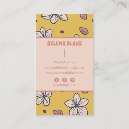 縦型エレガントフローラデザイン – シックおよびモダンC 名刺 (裏面)