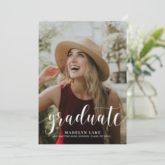 縦型エレガント一写真卒業パーティー 招待状 (スタンド正面)