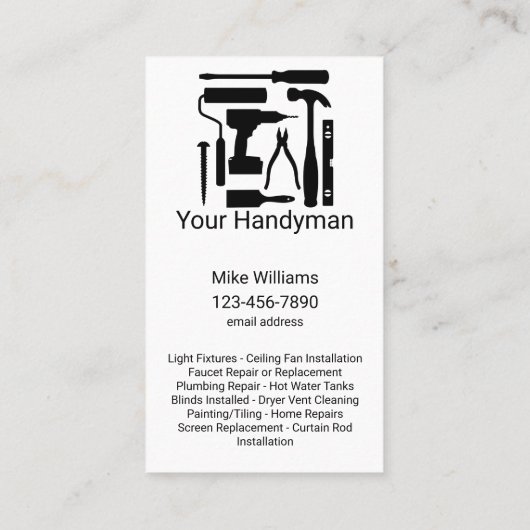 縦型カッコいい便利屋名刺テンプレート 名刺 (裏面)