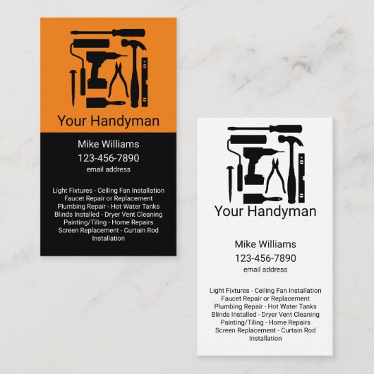 縦型カッコいい便利屋名刺テンプレート 名刺 (正面/裏面)