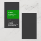 縦型グレーグリーンストライププレーン名刺 名刺 (正面/裏面)