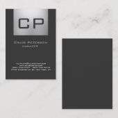 縦型グレーモノグラム名刺 名刺 (正面/裏面)