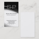 縦型グレー白黒モノグラム名刺 名刺 (正面/裏面)