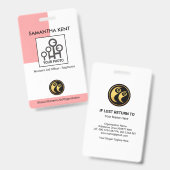 縦型シンプルピンクの列写真テンプレートナース バッジ (表裏)