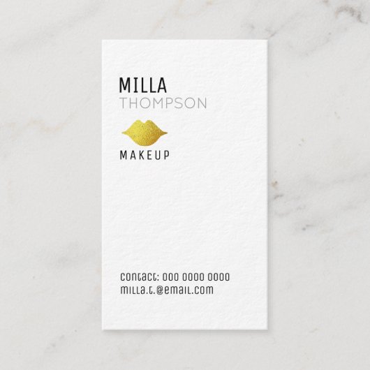 縦型シンプルメイクアップアーティストサロンプロフェッショナル 名刺 (正面)