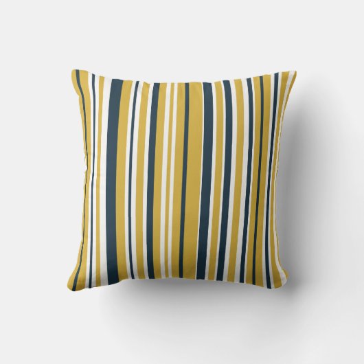 縦型ストライプマスタードイエロー、ネイビーブルー、ホワイト クッション (裏面)